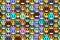 April Fool\'s Day. Background with many multi-colored emoticons