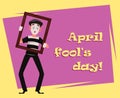 April Fool`s Day greeting card with mime Royalty Free Stock Photo