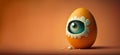 April Fool\'s Day Joke, A Painted Orange Egg With A Blue Eye