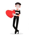 April Fool`s Day. Mime cartoon character