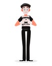 April Fool`s Day. Mime cartoon character