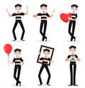 April Fool`s Day. Mime cartoon character Royalty Free Stock Photo