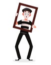 April Fool`s Day. Mime cartoon character Royalty Free Stock Photo