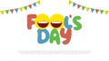 April fools day banner poster celebrated on april 1st, isolated on white background