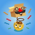 April fools day with box and emoticon character. vector background Royalty Free Stock Photo