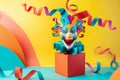 April Fools Day with Funny Clown, colorful background