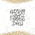 April Fools Day text with crown clown. April 1. Illustration for greeting card, banner, ad, promotion, poster, flier Royalty Free Stock Photo