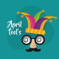 April fools mask mustache silly glasses and hat