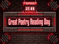 27 April, Great Poetry Reading Day, Neon Text Effect on Bricks Background Royalty Free Stock Photo