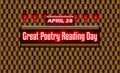 28 April, Great Poetry Reading Day, Neon Text Effect on bricks Background Royalty Free Stock Photo