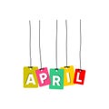 April hanging words vector, colourful words vector, name of months vector