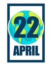 22 april happy earth day logo or greeting card.