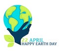 22 april happy earth day logo or greeting card.