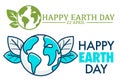 22 april happy earth day logo or greeting card.