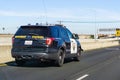 April 22, 2019 Hayward / CA / USA - Police car driving on the freeway in East San Francisco bay area