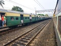 April 15. Howrah Station, West Bengal, India. A train stopped in its tracks as train gets delayed and canceled due to covid 19