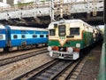 April 15. Howrah Station, West Bengal, India. A train stopped in its tracks as train gets delayed and canceled due to covid 19