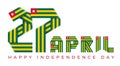 April 27, Independence Day of Togo congratulatory design with Togolese flag elements