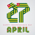 April 27, Independence Day of Togo congratulatory design with Togolese flag elements. Vector illustration