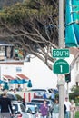 LAGUNA BEACH, CALIFORNIA: Road sign for California State Highway 1 in the town of Laguna Beach, California