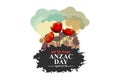 April 25, `Lest We Forget`. Happy Anzac Day Vector Illustration.