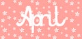 April lettering on a pink background