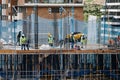 April, April 15 2020, in Madrid, Spain workers work with protective masks to avoid being infected by the covid virus 19