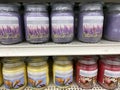 April 3, 2020: Maple Grove, Minnesota - Scented jar candles on display at a Michaels store for sale. Ashland brand