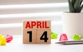 April Month, Appointment date with number cube design for background. Date 14
