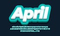 April month  3d cyan design Royalty Free Stock Photo