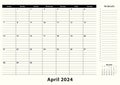 April 2024 Monthly Business Desk Pad Calendar Royalty Free Stock Photo