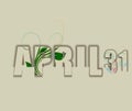 31 april, Monthly Calendar. Text Effect on Background