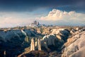 April morning in canyon near the famous Cappadocia village Uchisar, district of Nevsehir Province in the Central Anatolia Region