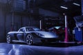 April 12, 2016, Moscow: expensive rare and fast super car Porsche Carrera GT in the garage