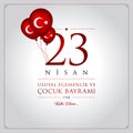 23 April, National Sovereignty and Childrens Day Turkey celebration card.