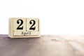 April 22nd, fourth month of the clendar - copy space for text next to April symbol Royalty Free Stock Photo