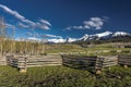 APRIL 27, 2017 - near Ridgway and Telluride Colorado - a Rail Fence and San Juan Mountains,. Ridgway, No People Royalty Free Stock Photo