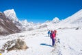 8 April 2018 - Nepal ::trekker are trekking on the snow mountain