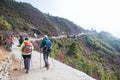 8 April 2018 - Nepal ::trekker are trekking on the snow mountain