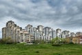 18. April 2023. New Belgrade, Serbia. New Belgrade View with socialistic architecture in brutalism style of construction. Building Royalty Free Stock Photo