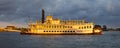 APRIL 24, 2019, NEW ORLEANS, LA, USA - Natchez Riverboat on Mississippi River in New Orleans, Louisiana at sunset