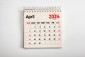 April 2024. One page of annual business monthly calendar on white background. reminder, business planning, appointment meeting and
