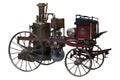 19 April 2023 Paris, France. At the Musee des Arts et Metiers a scale model of an early steam powered fire pump wagon is Royalty Free Stock Photo