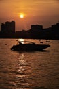 April 26, 2016 Photo silhouette, boat, sunrise. Koh Larn tourist