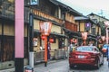 10 April 2012 Red lantern illuminates entryway on Japanese street