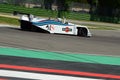 21 April 2018: Riccardo Patrese drive Lancia Martini LC1 prototype during Motor Legend Festival 2018 at Imola Circuit Royalty Free Stock Photo