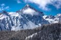 APRIL 27, 2017 RIDGWAY COLORADO - Aerial of Mount Sneffels with snow near Telluride Colorado, is,. Landscape, Scenics Royalty Free Stock Photo