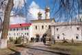 April 29, 2018, Russia, Tikhvin, Tikhvin Bogorodichny Assumption Monastery, Pilgrims