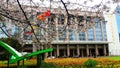 April, Shanghai International Conference Center surrounded by cherry blossoms