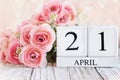 April 21st Calendar Blocks with Pink Ranunculus